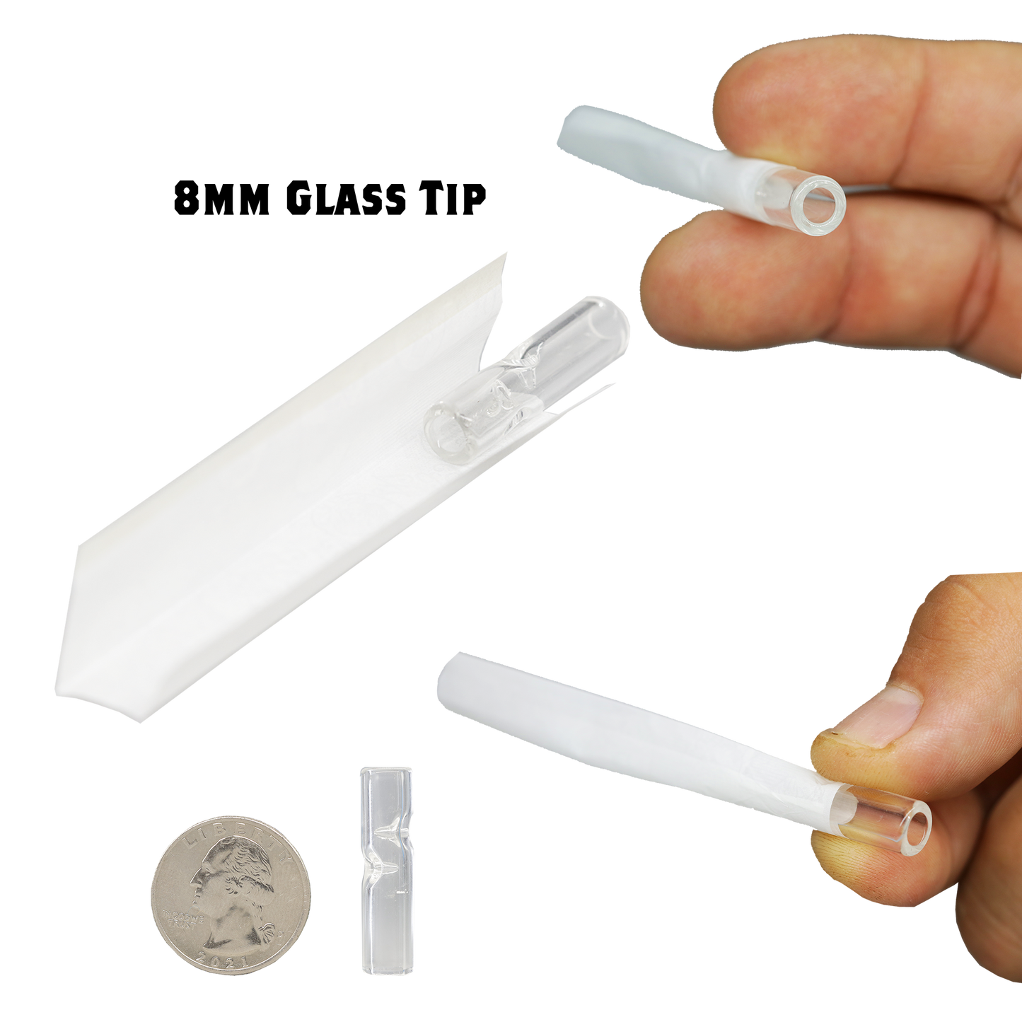 Glass Tips- 12mm, 10mm, 8mm - 100 Pack